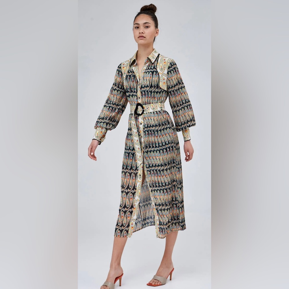 C/MEO Ink with Oyster Paisley Archaic Long Sleeve Dress